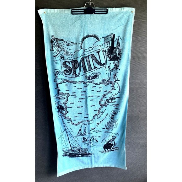 RARE Vintage Spain Souvenir Bath/Beach Towel 30”x 57” Choose your Color USA - Picture 3 of 7